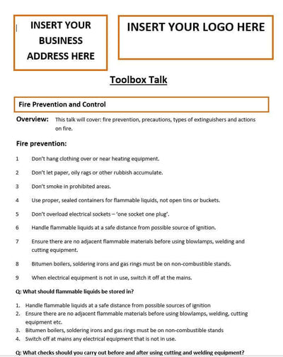 Fire Prevention and Control Template